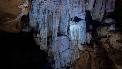 Explore the enchanting limestone structures in Khao Sok, Thailand.