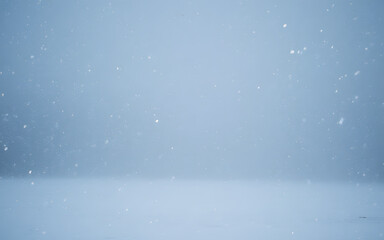 Winter Snowflakes Blurred Background: Beautiful Cold Nature's Tranquil Landscape Scenery