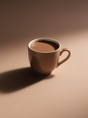 Cozy Ceramic Coffee Cup: A Minimalist Still-Life with Natural Light and Warm Beverage Aroma