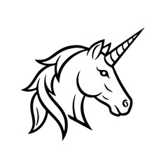 Elegant Unicorn Head Line Logo, Clean Vector Art Illustration
