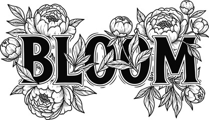 Bloom typography with floral letters for nature logo design, beautiful garden spring badge, plant flower emblem and isolated on transparent botanical graphic illustration © MdMatiur