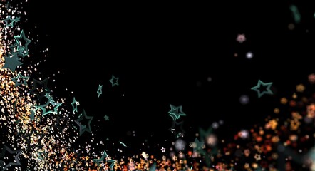 Abstract background featuring glowing stars and particles on a dark backdrop, perfect for design and events.