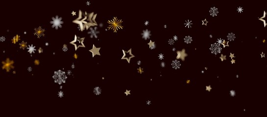 Abstract Christmas background featuring golden stars and snowflakes. Perfect for seasonal greetings, holiday pr