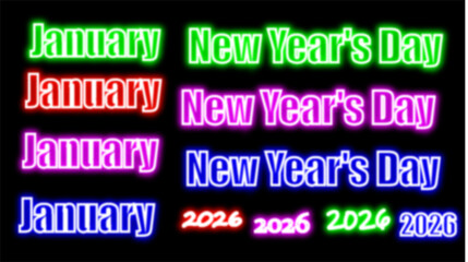 January twenty sixth neon calendar date glowing electric blue light on black background digital animation for event ,new year