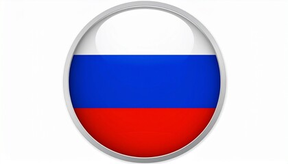 Fototapeta premium Glossy Oval Button Badge with the Flag of Russia (White, Blue, and Red Tricolour) Isolated on White