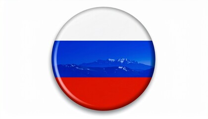 Fototapeta premium Glossy Oval Button Badge with the Flag of Russia (White, Blue, and Red Tricolour) Isolated on White