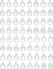 Set of Flame Icons  Fire Outline Symbols Vector Illustration Design