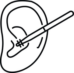 Ear cleaning process using a cotton swab, representing personal hygiene and ear care