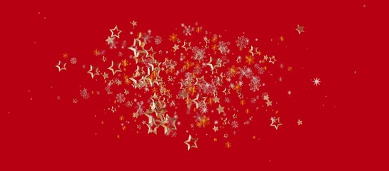 Christmas stars and snowflakes on a vibrant red backdrop perfect for holiday greetings and festive designs. Evokes a feeling of joy a © vegefox.com