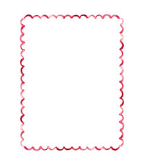 Minimalist watercolor red scalloped frame.Hand painted illustration for holiday cards, invitations, winter party announcements.