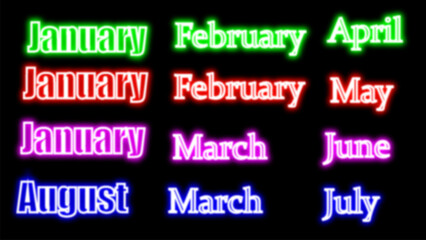 Neon calendar months display