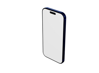 Clean smartphone on white background. Display for branding and advertising. Modern technology concept. Blue phon