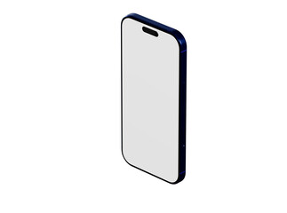 High-quality image of a modern smartphone with a blue frame. The phone is isolated on a white background, perfec
