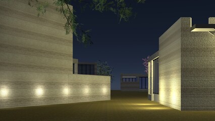 3D illustration of building project