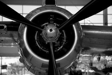 propeller of an old WWII military airplane