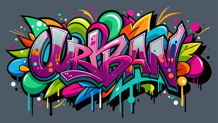 Vibrant Graffiti Art Word Urban with Colorful Abstract Shapes and Splatters