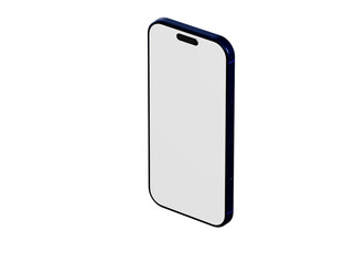 Stylish smartphone with blue frame and a blank white screen, perfect for showcasing your app or design concept.
