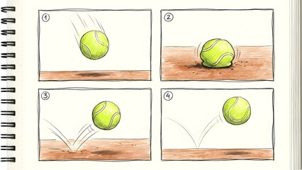 Sequence of a Tennis Ball Bounce and Flight.