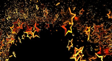 Dynamic gold stars on black background, perfect for celebrations, awards, and festive designs.  Add a touch of magic with th © vegefox.com
