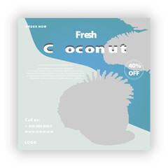 Fresh coconut social media post design template 