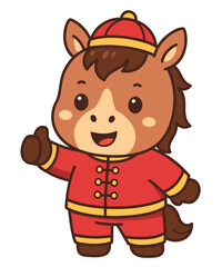 Chinese Zodiac Horse Character in Traditional Outfit