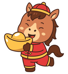 Chinese Zodiac Horse Holding Gold Ingots