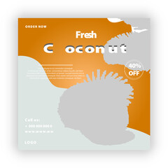Fresh coconut social media post design template 