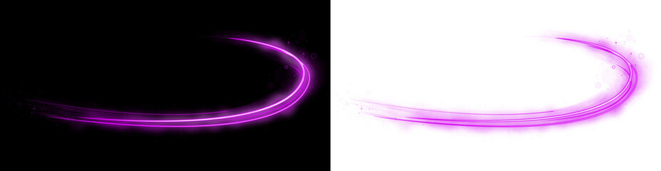 A shining fluorescent neon swirl on a transparent background