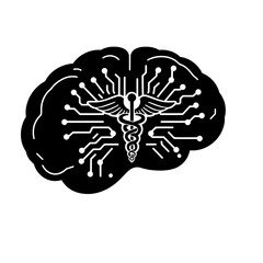 Fototapeta premium AI Medical Diagnosis Algorithm Silhouette Icon