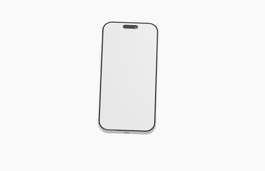 Modern smartphone on white background, showcasing blank screen. Technology and communication concept, perfect f
