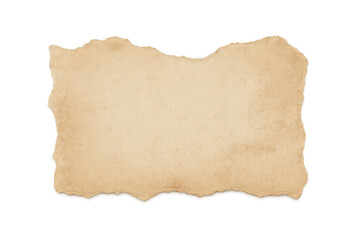 Torn old paper blank scroll with rough edge texture on transparent background, aged vintage parchment border element