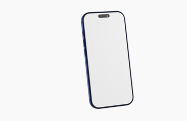 Stylish smartphone mockup with a blue frame, perfect for showcasing app designs or mobile content. Clean white