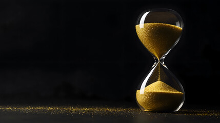 hourglass on a black background