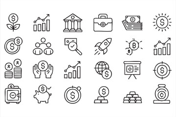 Financial Planning and Wealth Icons for Digital Platforms