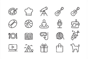 Fototapeta premium Hobby and Lifestyle Icons for Leisure and Everyday Activities