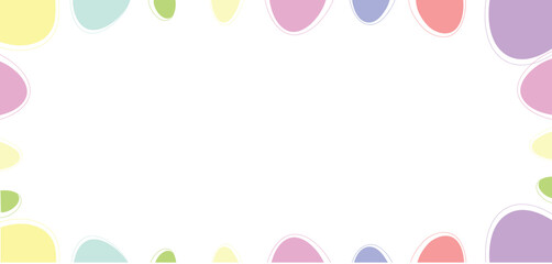 Empty white Easter-themed background with a bright pastel egg border, perfect for adding personalized holiday greetings or designs.