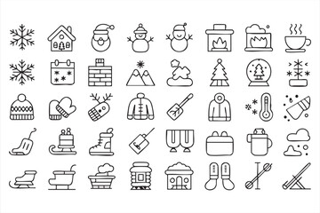 Festive Winter Line Icons for Digital Products and UI