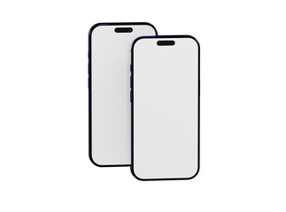 A close-up of two smartphones with blank screens, perfect for showcasing your app design or product. The devices