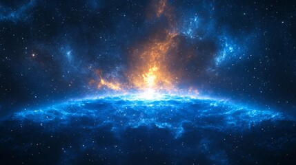 Obraz premium Vibrant cosmic landscape with glowing nebulae and countless stars