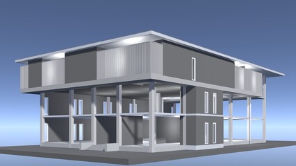 3D illustration of building project