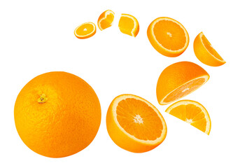 Falling Orange Fruit, Cutout, Full Depth Of Field.