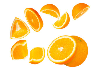 Falling Orange Fruit, Cutout, Full Depth Of Field.