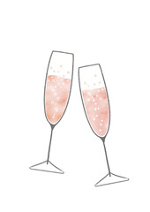 二つのシャンパングラスの水彩イラスト