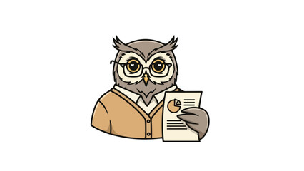 Vintage Owl Data Analyst Mascot Simple Retro Technology Character