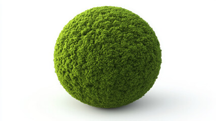Green sphere moss ball lush texture isolated nature clean white background freshness
