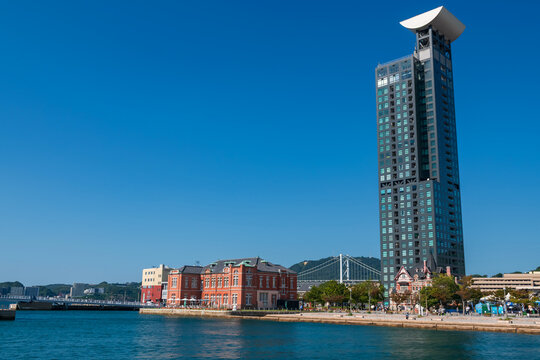 brick and High Mart skyscraper buidings at Mojiko Retro Town, Kitakyushu