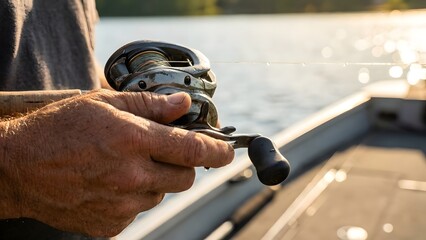 Person Operating Remote Control Boat on Water.