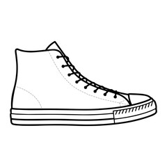 Classic High Top Canvas Sneaker Outline Vector
