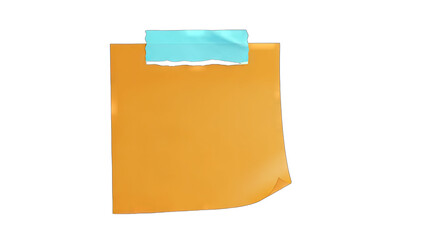 Sticky Note with Tape on White Background