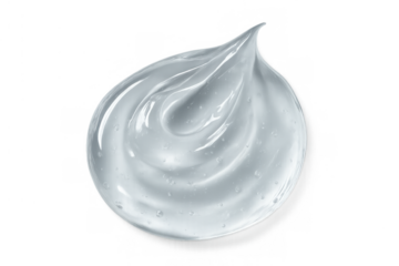 Clear cosmetic gel swirl, showcasing its smooth, glossy texture for beauty and hydration products. Transparent background